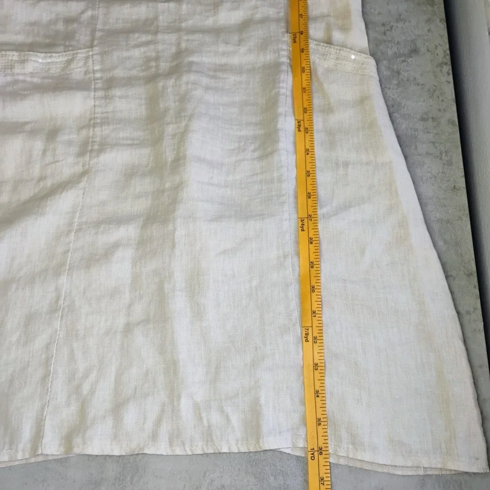 Blu Orchid Italy Linen Dress Beige‎ Womens Small Pockets Minimalist Coastal